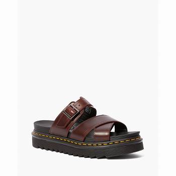 Dr Martens Férfi Ryker Bőr Strap Slide Szandál Gesztenyebarna